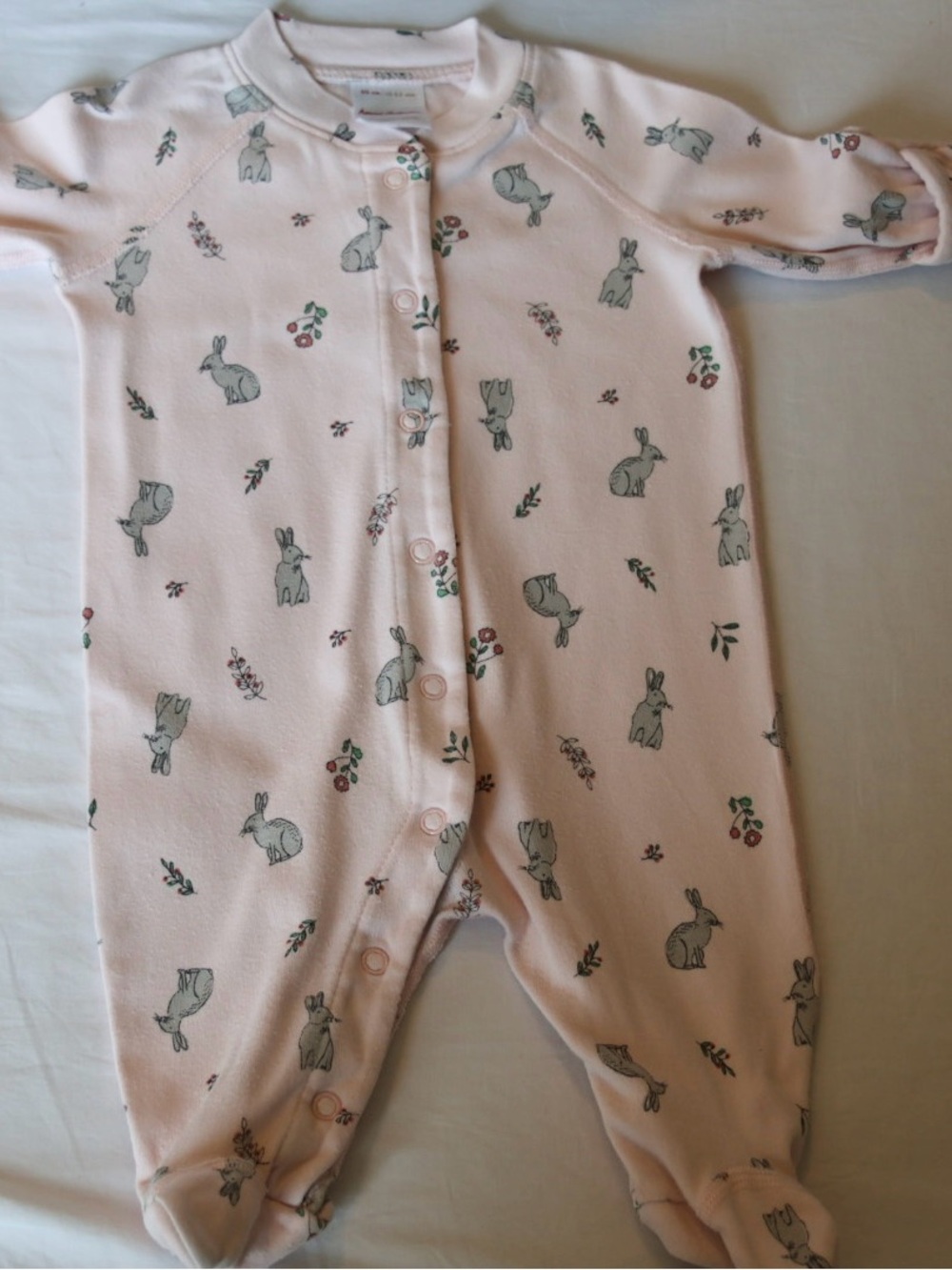 Hanna Andersson Pink Bunny Woodland Print Footed One-Piece